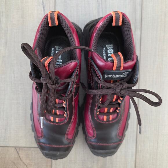 Portland Leather Goods Ankle Boots Burgundy Black Chunky Lug Sole Women Sz 36 EU - Picture 10 of 11